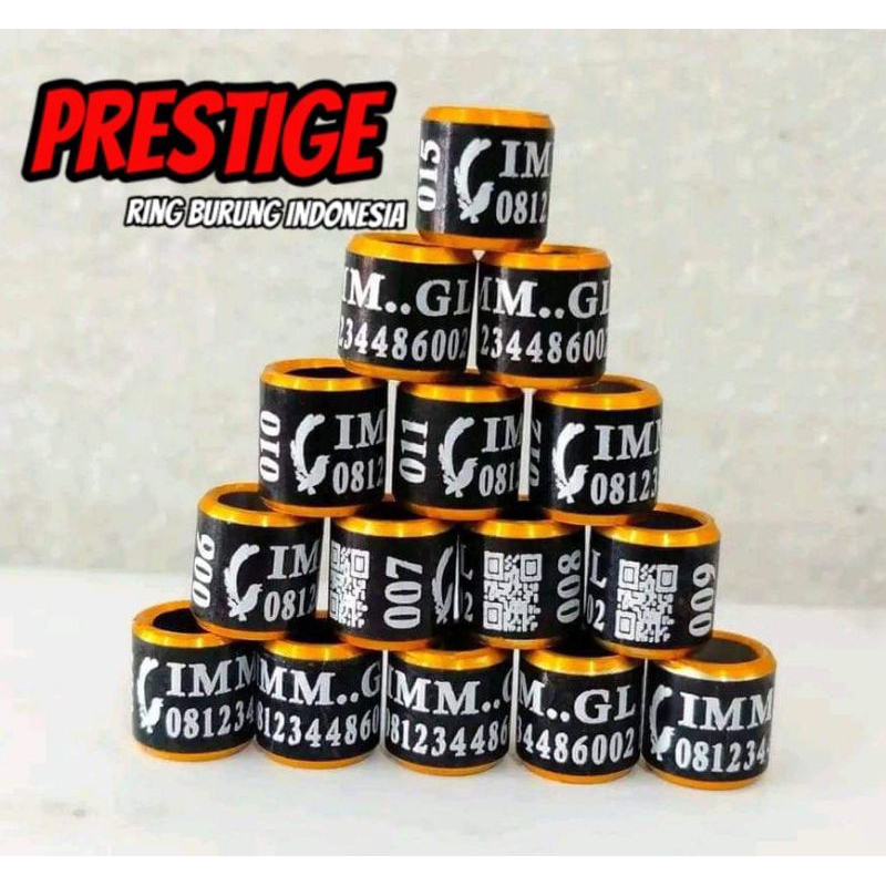 RING KENARI MURAI PERKUTUT PUTER PELUNG PERKUTUT MERPATI MODEL MK BARCODE+LOGO BISA CUSTOM NAMA,NO H