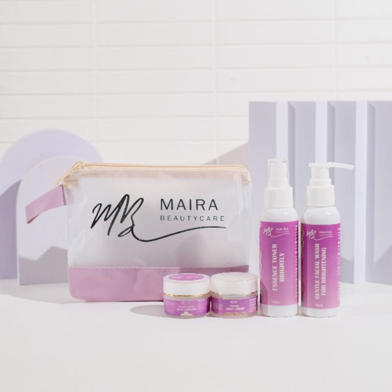 [4 PCS Paket] Maira Beauty Skincare Set - Gentle Facial Wash For Brightening, Essence Toner Brightly