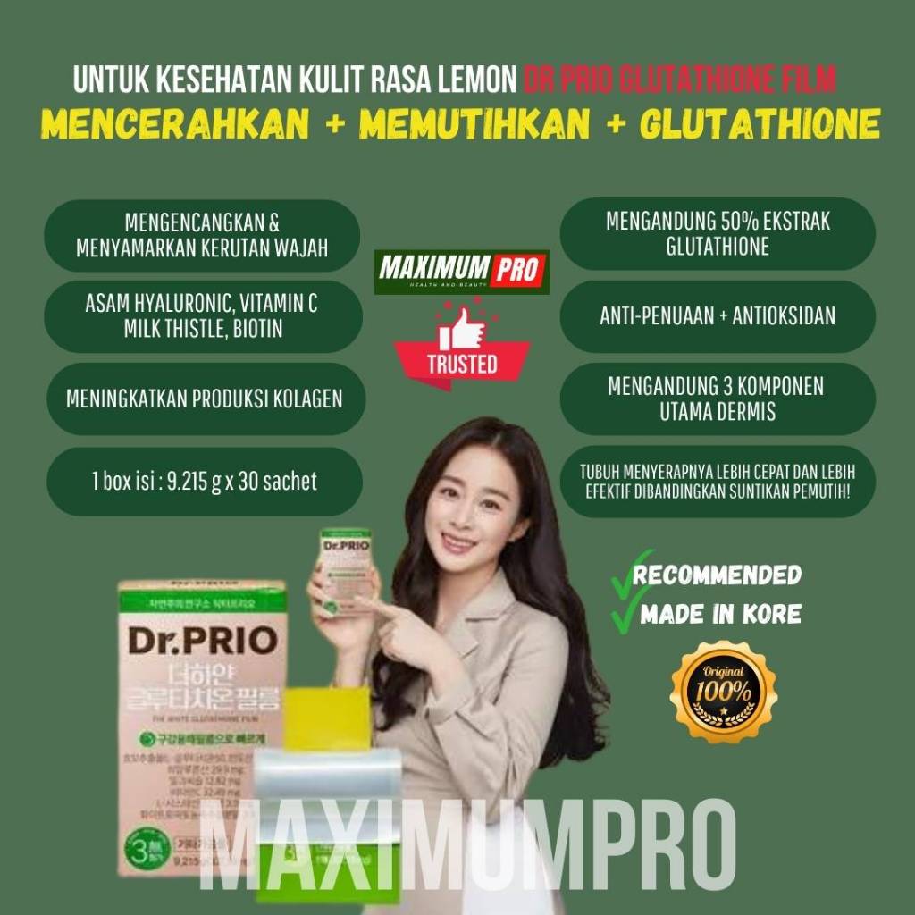 Suplemen brightening whitening menghaluskan kulit wajah bebas jerawat garis halus korea wanita pria 