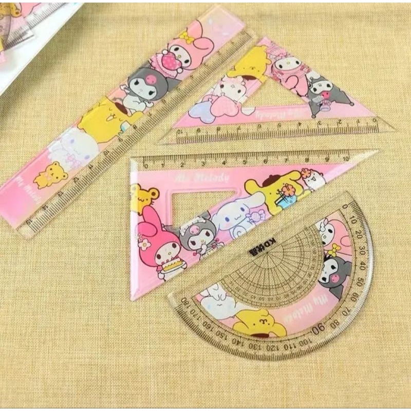 

Set penggaris SANRIO isi 4 penggaris segitiga setengah lingkaran persegi panjang