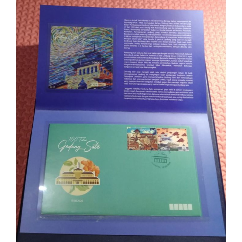 

SHP (Sampul Hari Pertama) Kemasan SHP + Ss (souvenir Sheet) 100 Tahun Gedung Sate