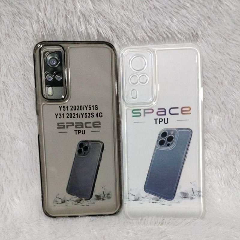 SOFTCASE CLEAR BLACK SPACE VIVO Y51 Y51S Y53S 2020 CASE HITAM BENING PELINDUNG CAMERA