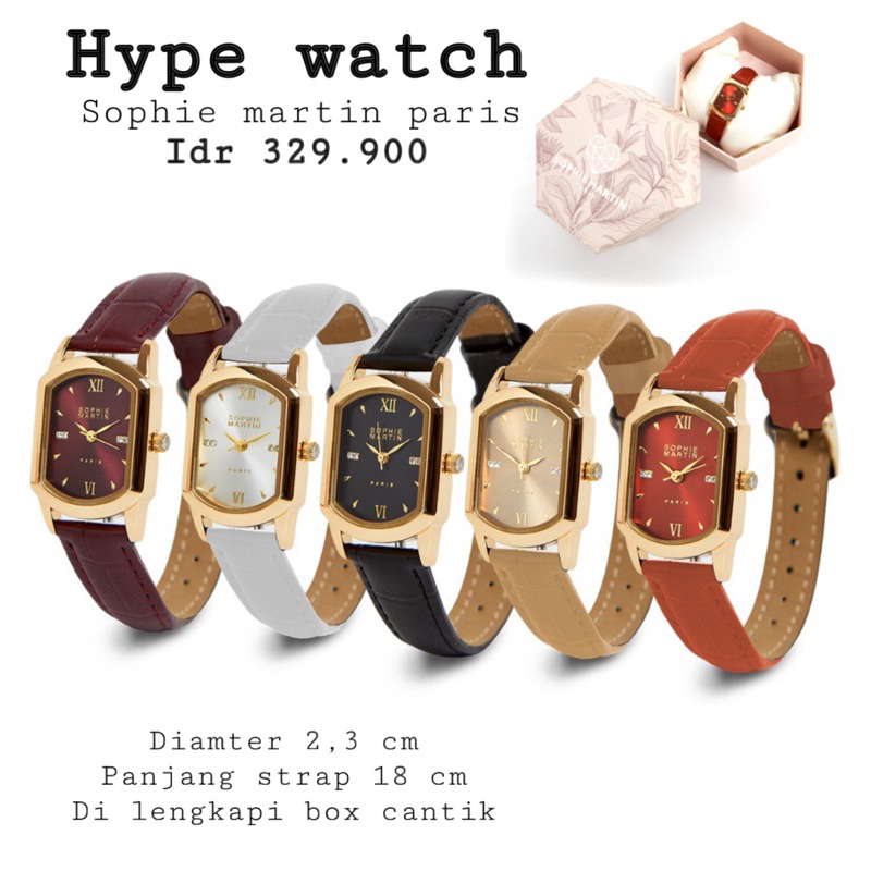 JAM TANGAN HYPE SOPHIE MARTIN PARIS PROMO MAROON BLACK CREAM BROWN WHITE JAM WANITA JAM DIAMETER KEC