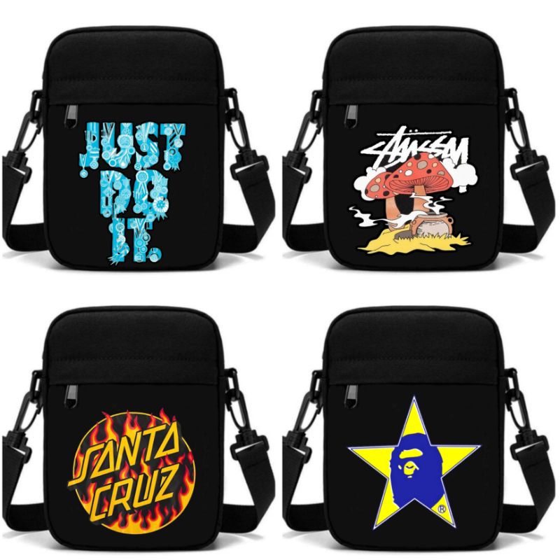 Tas Selempang Hitam Terkenal Distro Bahan 100% Kanvas Cordura / Tas Selempang Mini Nike / Sling Bag 