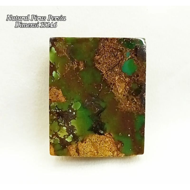 Natural Pirus Persia Hijau Gradasi Serat Emas Kotak