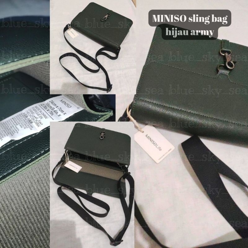 MINISO sling bag tas selempang shoulder bag preloved hijau army