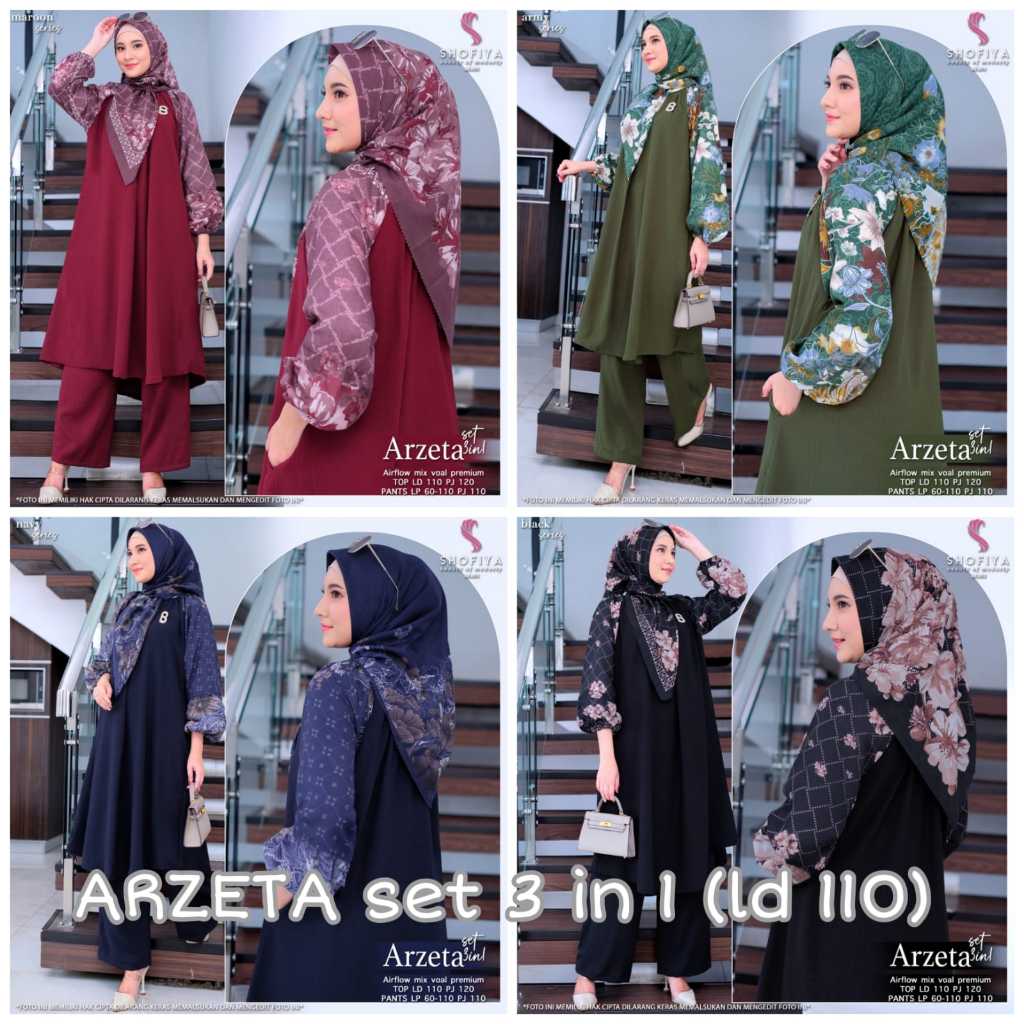 ARZETA BY SHOFIYA // SET DRESS // GAMIS MUSLIM // FASHION MUSLIM WANITA // DRESS MUSLIM // PESTA // 