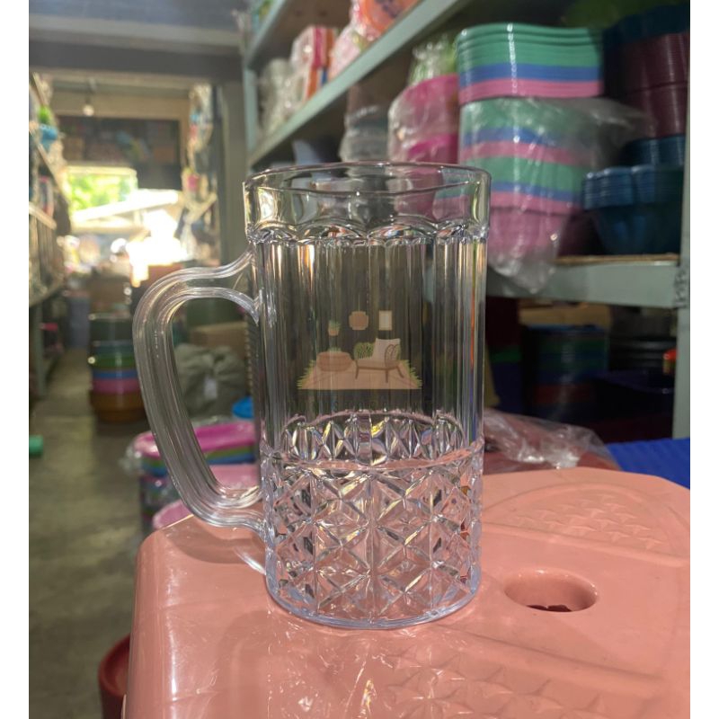 GELAS GAGANG BENING MIKA PLASTIK / Gelas Beer