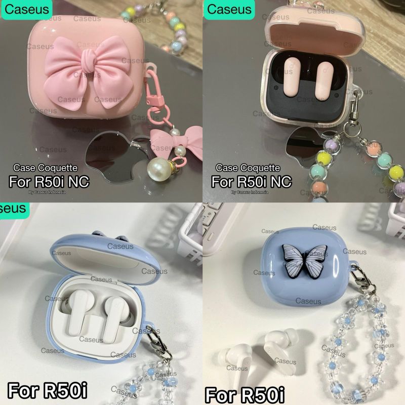 Bangpredi89 - Caseus Softcase Pelindung TWS Soundcore K20i R50i Crystal Mutiara Dengan Gantungan