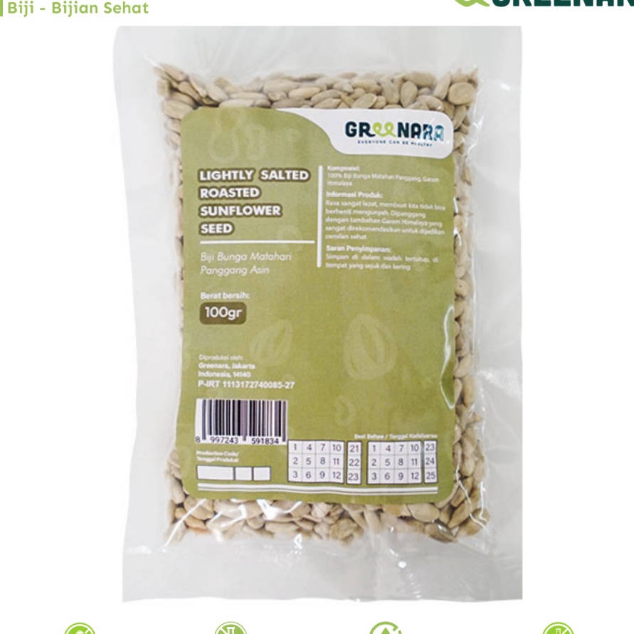 

CUCI GUDANG Greenara Lightly ed Roasted Sunflower Seed 1gr Kuaci Kupas