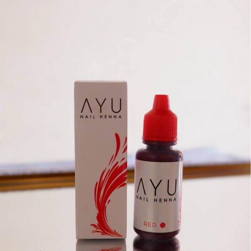 Henna AYU Red 15 ml Nail Hena Kutek Halal Botol Tufah Merah Muslimah Sah Untuk Wudhu Sholat COD TUFF
