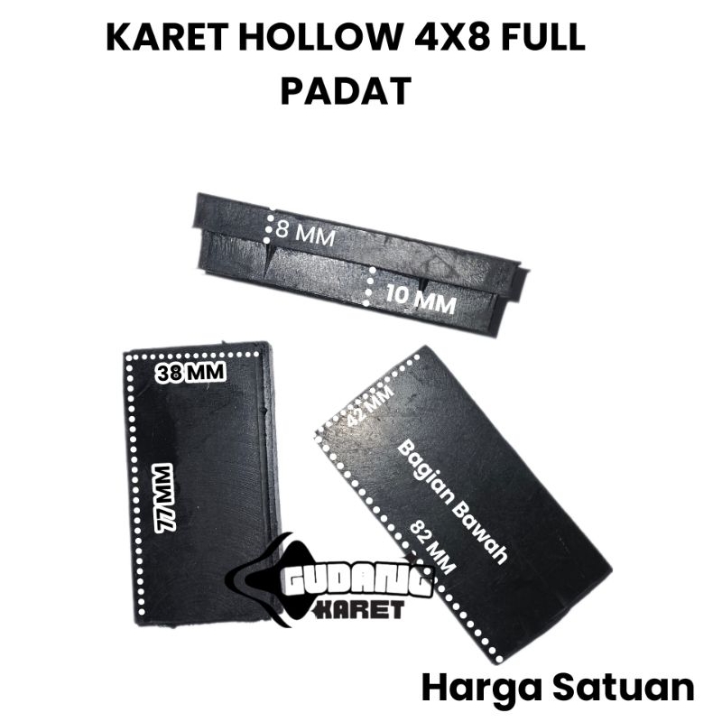 Karet Kaki hollow 4x8 padat / Karet Besi Hollow 40x80 / Karet Meja / Karet Besi Hollow