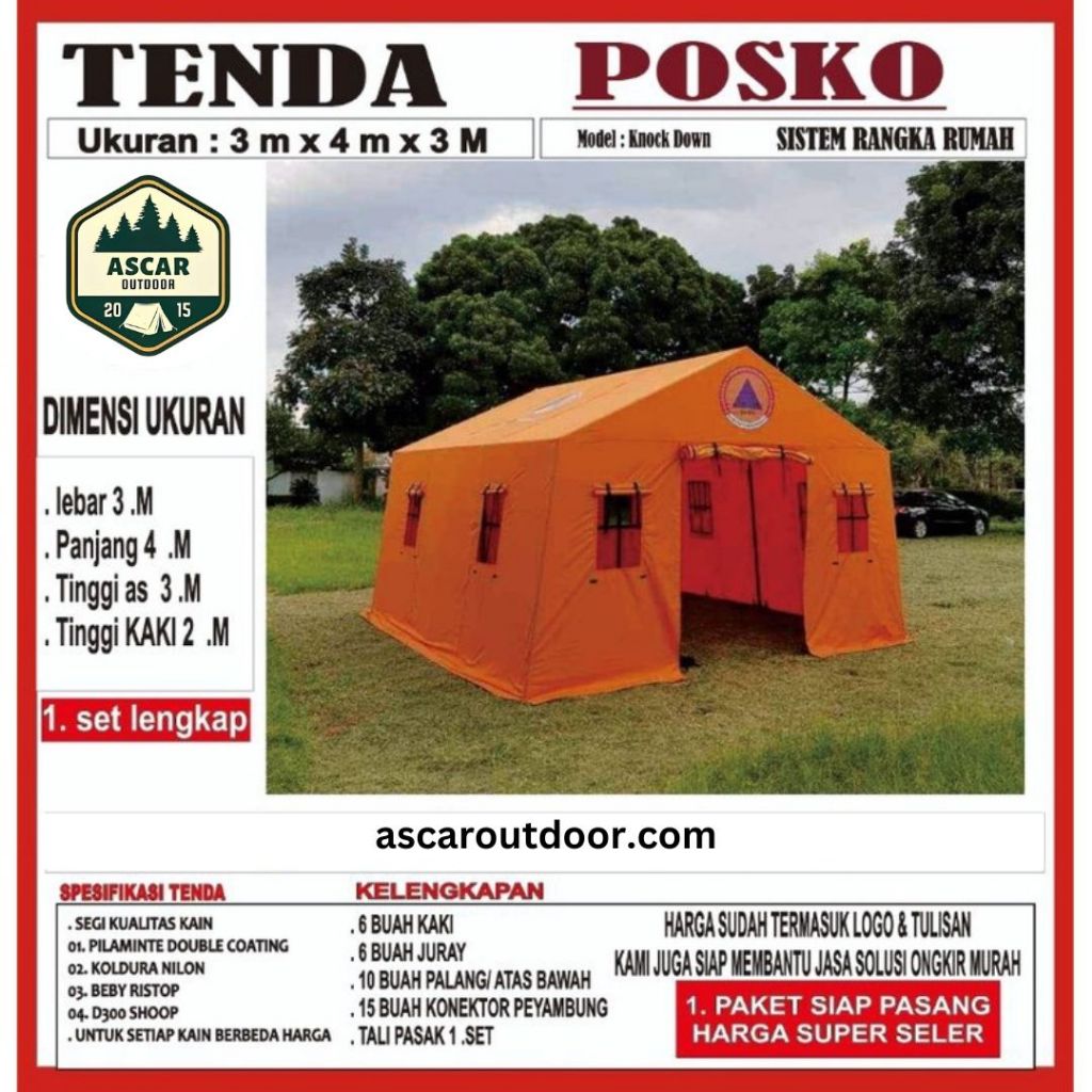 Tenda Posko siaga UK 4M x 6M x 3M  BNPB BPBD BASARNAS