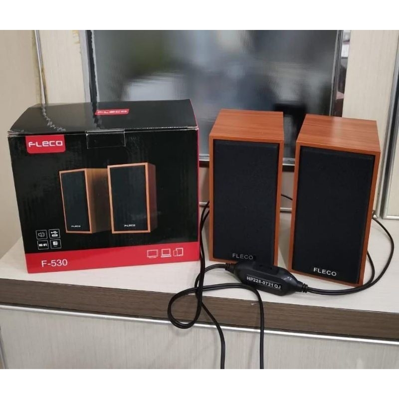 Speker Aktif Multifungsi Fleco F-530/Speker kayu Lebtop,Komputer,Hp Suara Bass Termurah