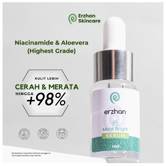 Erzhan Whitening Moist Bright Serum Wajah Mencerahkan Warna Kulit Dengan Aloe Vera Dan Niacinamide