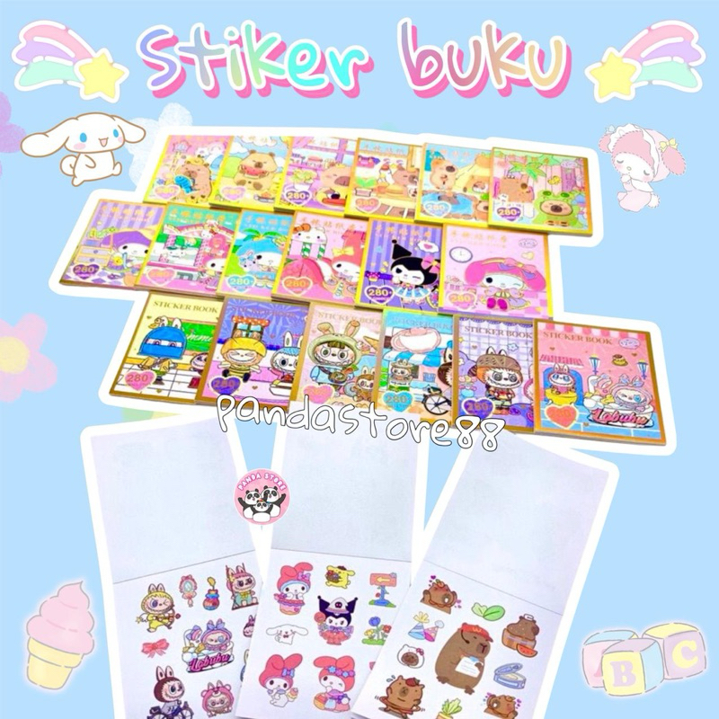 

Stiker Buku Mini Labubu Capybara Sanrio