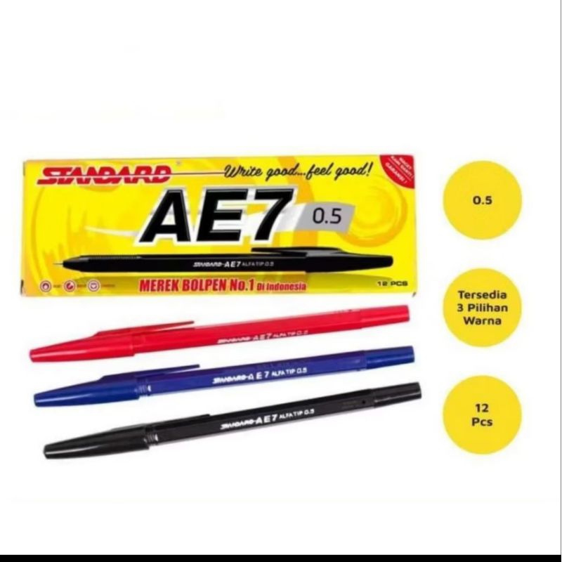 

Pulpen Standard AE7 Black 0,5mm isi 12pcs
