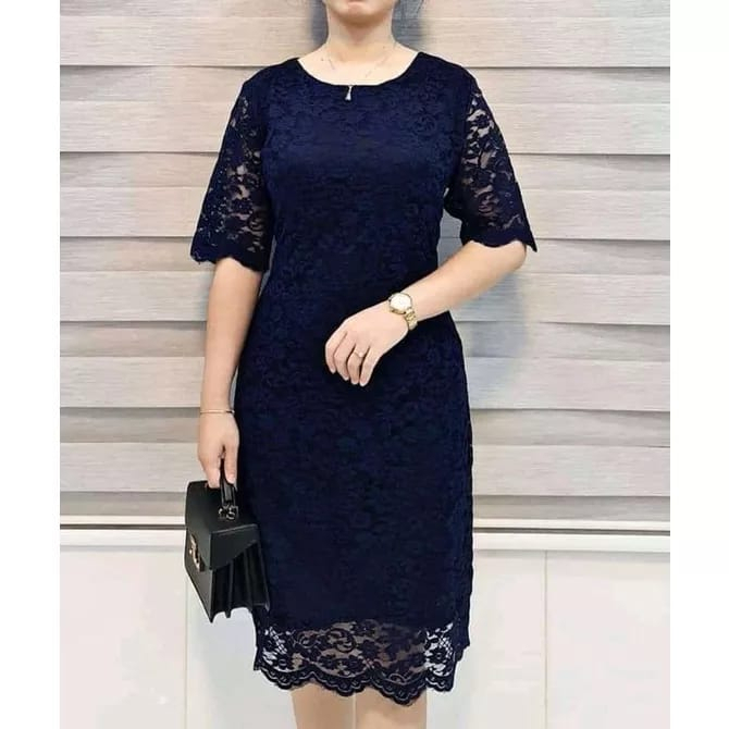 Dres Brukat Kondangan - Dress Wanita Dewasa Kekinian - Dres Brokat Natal Terbaru 2024