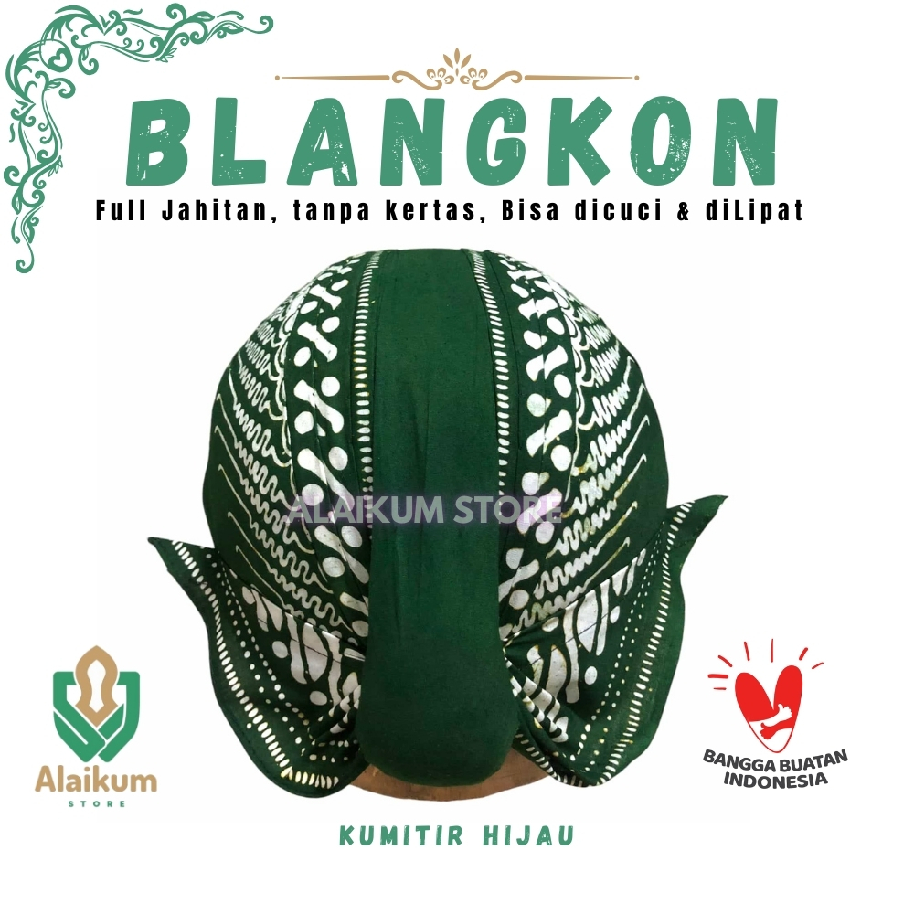 BLANGKON ALUSAN MOTIF KUMITIR HIJAU | BLANGKON ALUSAN DI JAHITAN |  BLANGKON JOGJA |  BLANGKON TAHAN
