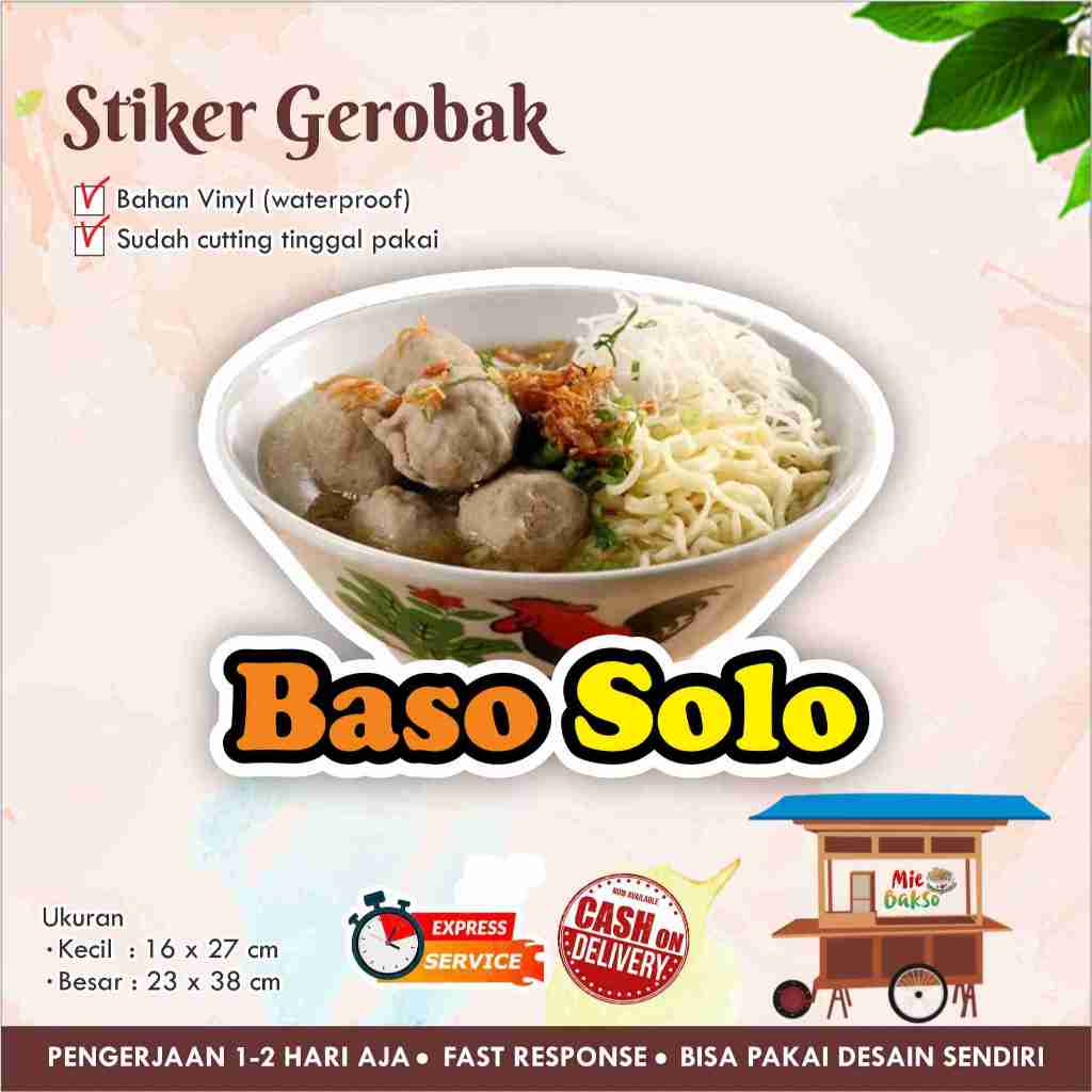 

STIKER KACA GEROBAK VINYL BASO / BAKSO SOLO