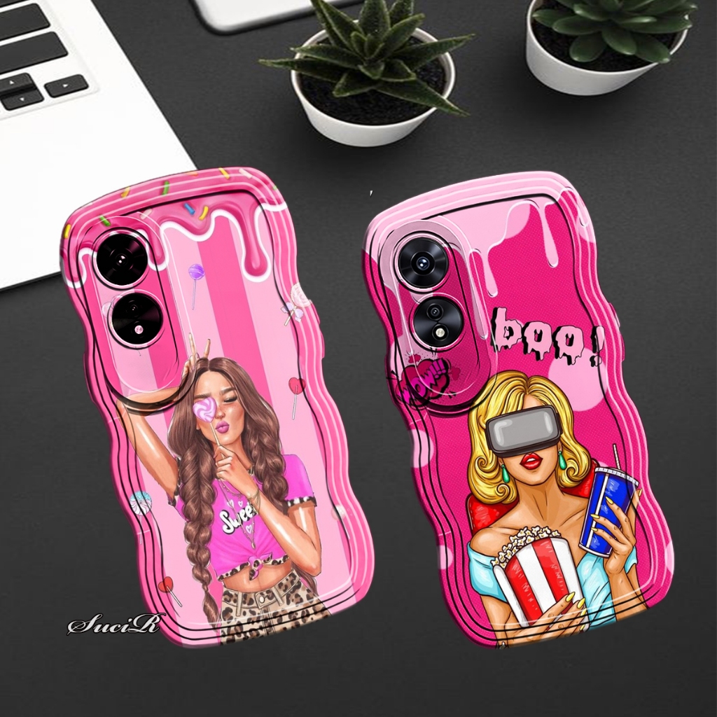 PS - K799 case untuk type OPPO A60 softcase gelombang motif custom BARBIE