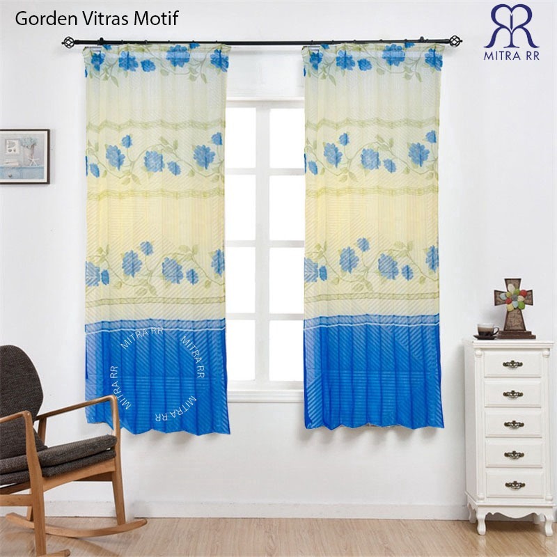 Vitrase Gorden Motif Mewah | Fitras Dalaman Gorden Transparant Lipat 6 Tinggi 220cm | Vitras Gorden 