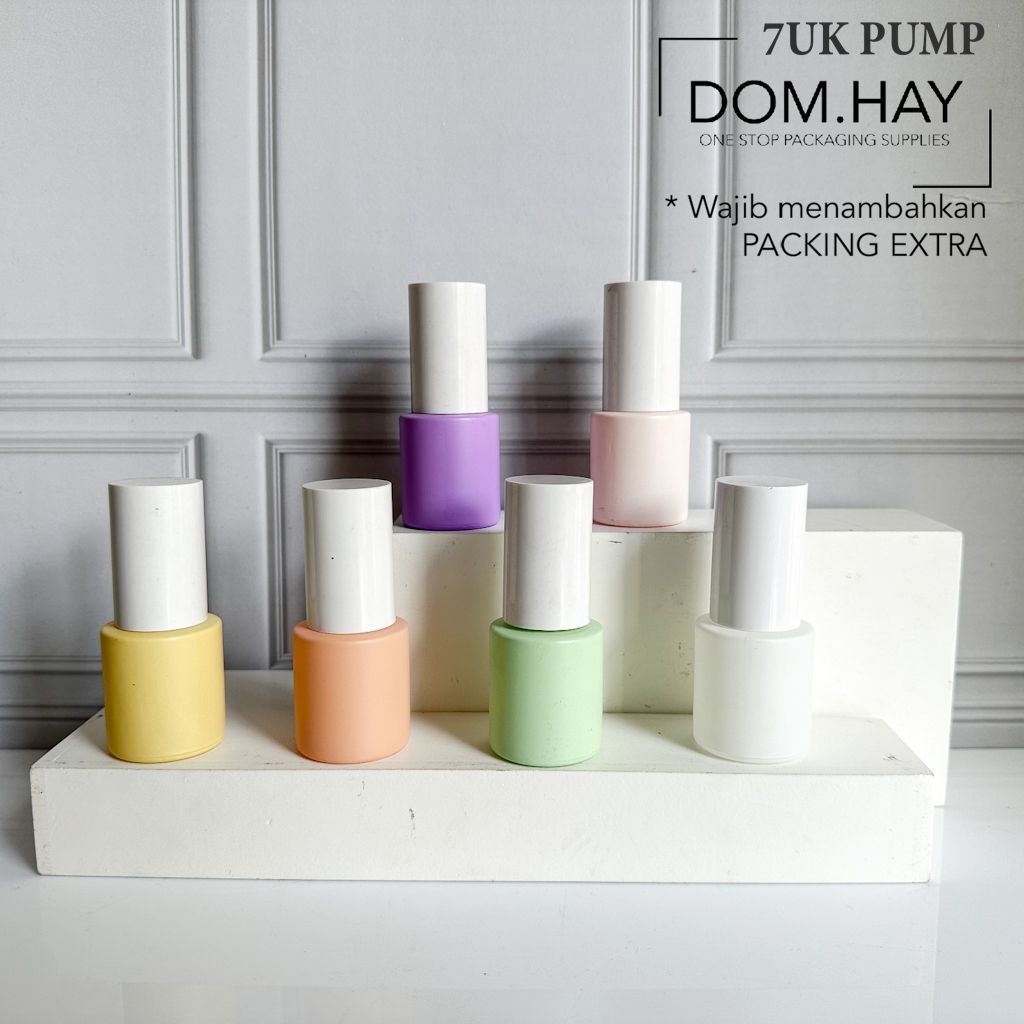 20ml Botol Pump Kaca Pastel 7UK Skin Care Lotion Serum Sabun Luxury Packaging Isi ulang