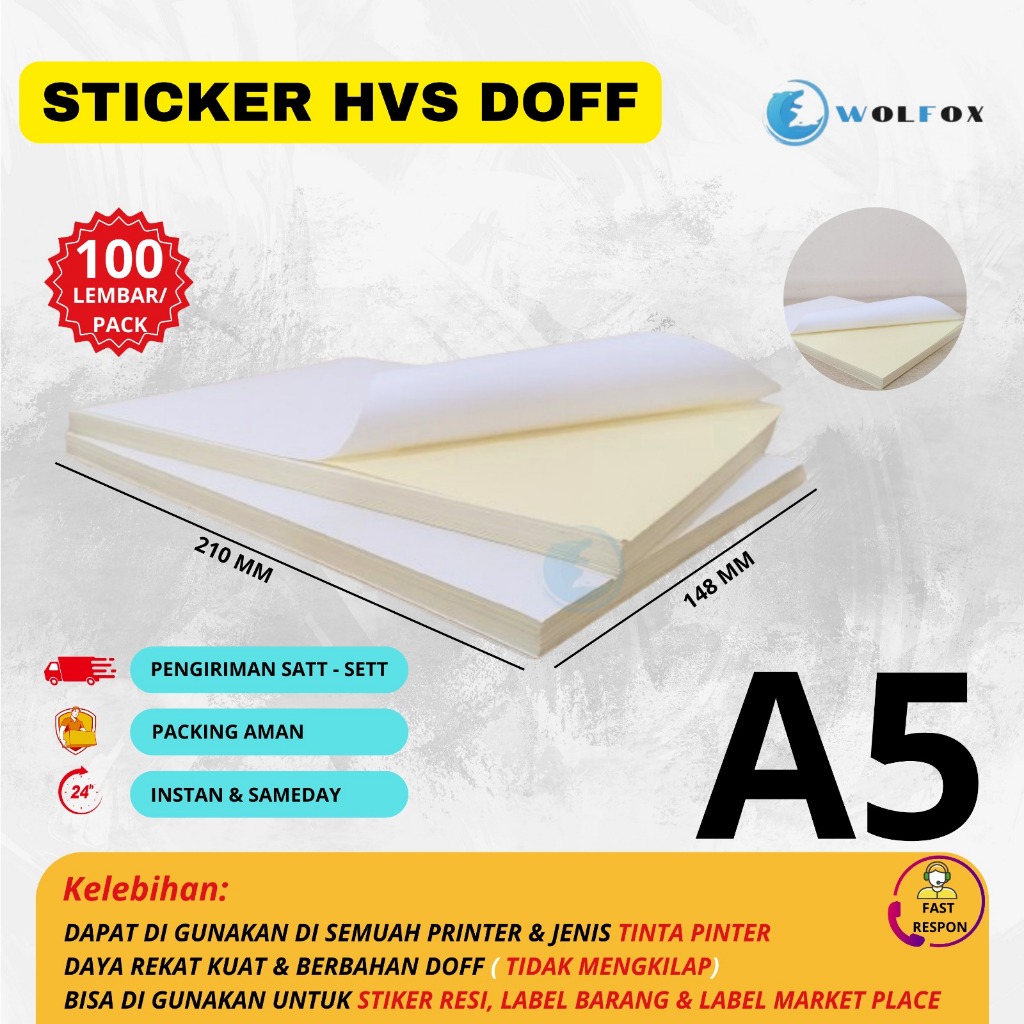 

STIKER LABEL HVS A5 ISI 100 LEMBAR / STICKER A5