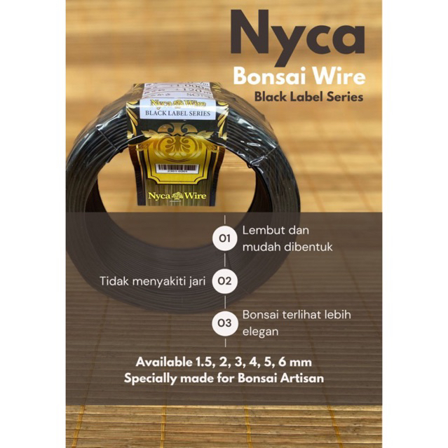 Kawat Bonsai premium soft hitam NYCA 500gr