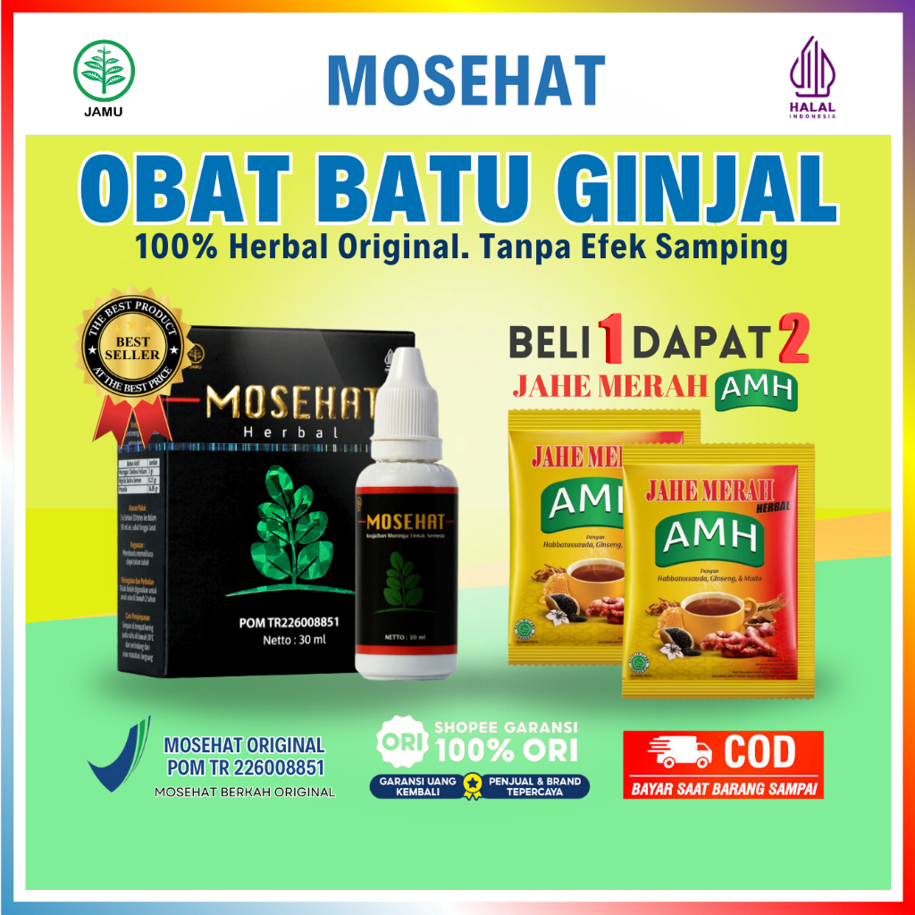 Mosehat Herbal Obat Batu Ginjal Gagal Ginjal Infeksi Saluran Kencing Kemih Sakit Pinggang BPOM