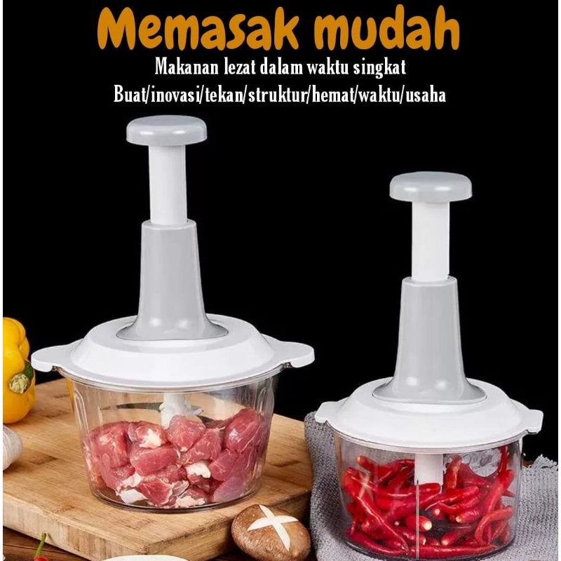 Blender press manual 3 mata pisau Chopper daging buah sayuran kapasitas 1,5liter