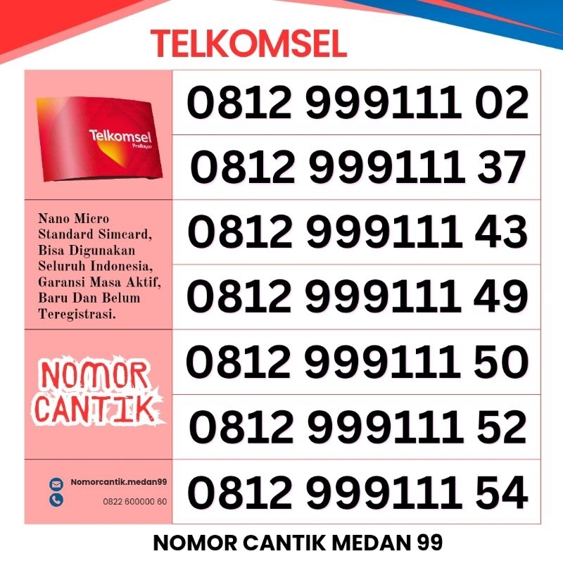 NOMOR SIMPATI TELKOMSEL 4G 5G KARTU PERDANA SIMPATI TELKOMSEL KWARTED 1111 TRIPLE NOMOR CANTIK SIMPA