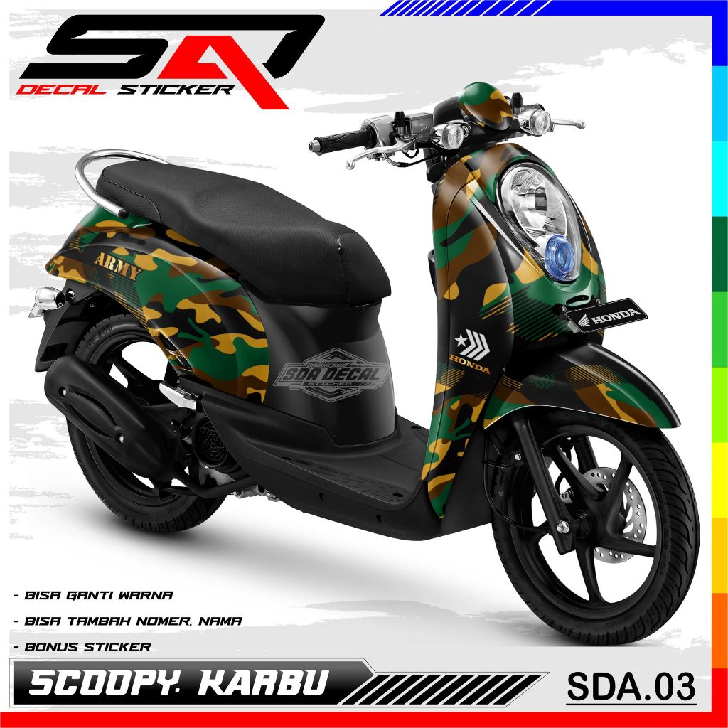 Decal Stiker Custoom Full Body SCOOPY KARBU - Dekal Sticker Variasi Motor SCOOPY KARBU SDA.03