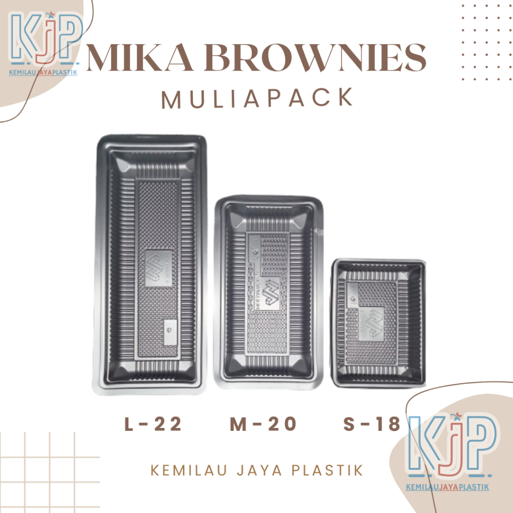 [10PCS] Mika Brownies MuliaPack / Kotak Box Plastik Kue Size S-18, M-20, L-22 / Kecil, Sedang, Besar