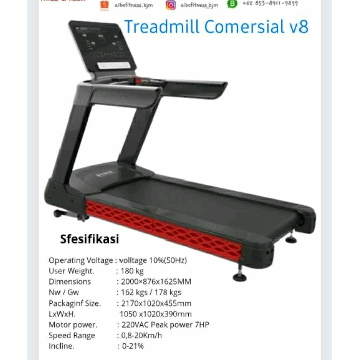 AIBO FITNESS & HEALTH BANJARMASIN - Treadmill Comersial V8/ Alat Olahraga/ Alat Fitness/ Gym