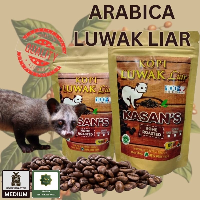 

KASAN's Coffee Beans - ARABICA LUWAK (Liar) - 100g-200g - Home Roasted : MEDIUM - HALAL