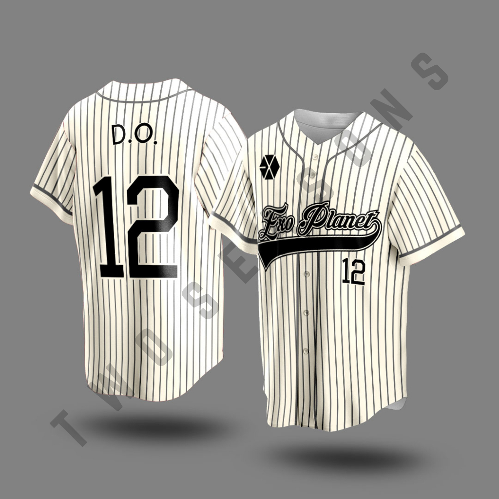 Kaos Baju Dewasa Jersey Baseball EXO PLANET EXO-L Fanmade Kpop Vintage Edition Custom Full Print