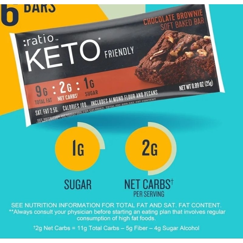 

:ratio KETO Friendly Soft Baked Bars, Chocolate Brownie