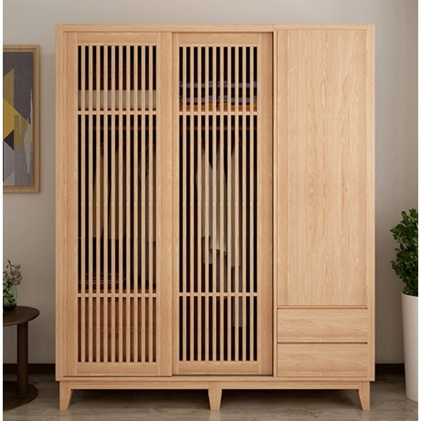 Lemari Pakaian Kayu Jati Lemari Bergaya Jepang Lemari Minimalis 3 Pintu