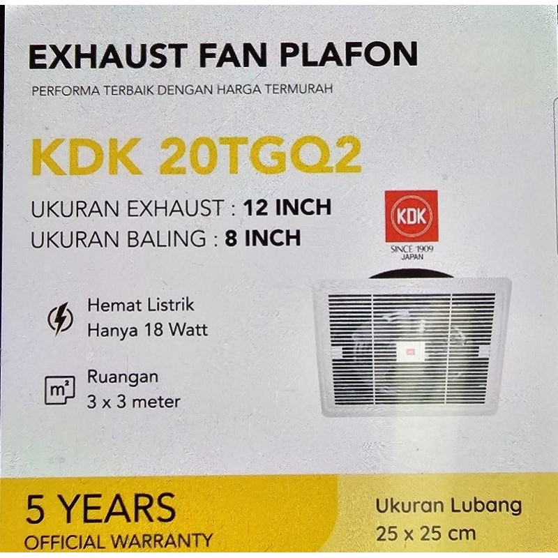KDK CEILLING EXHAUST FAN 8" 20TGQ