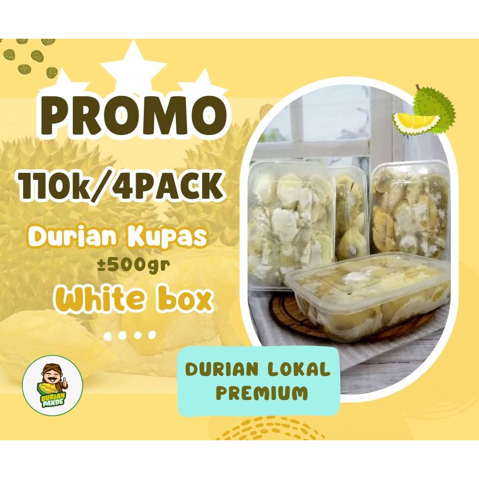 

Bundling 4 box Durian kupas Medan Sibolga 500gr