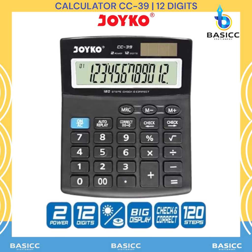 

Joyko Kalkulator 12 Digits Elektronik Calculator CC-39 | @1Pcs