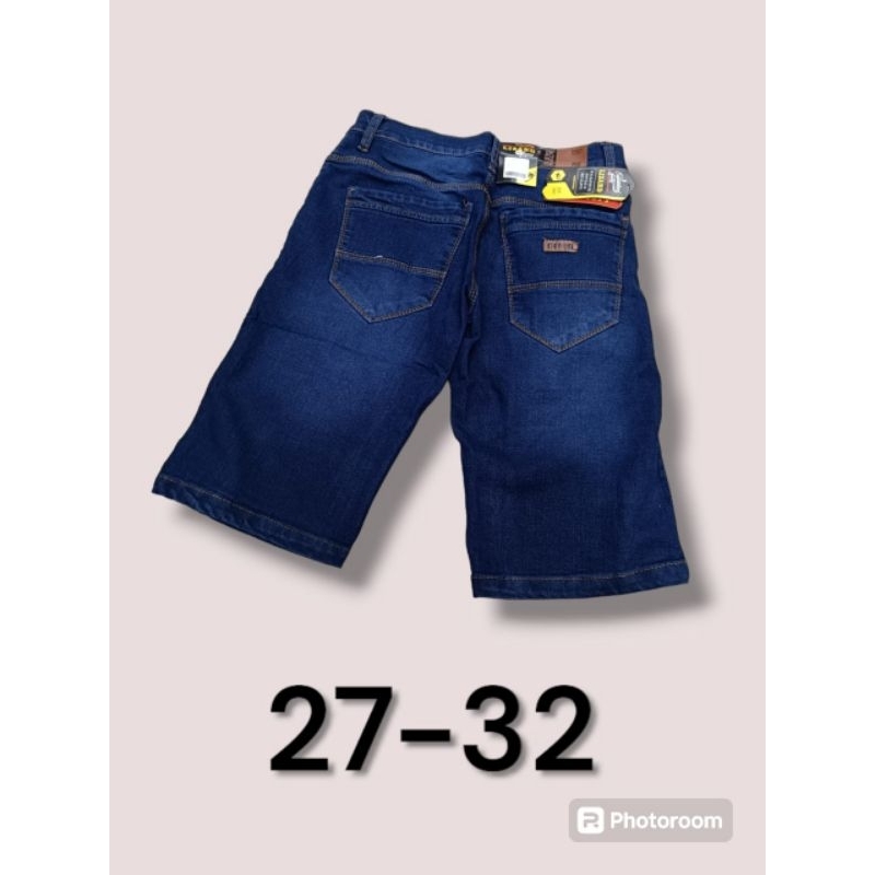 celana jeans pendek pria bahan strech / celana denim karet terbaru