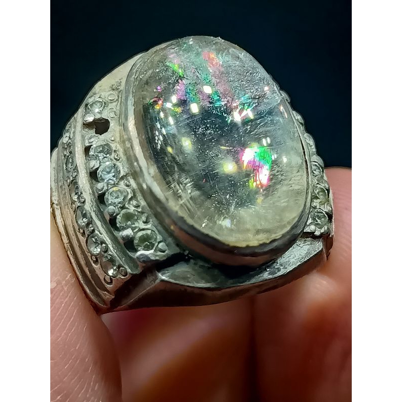 Cincin Batu Kecubung Pelangi , Asli Kalimantan , Ring Perak