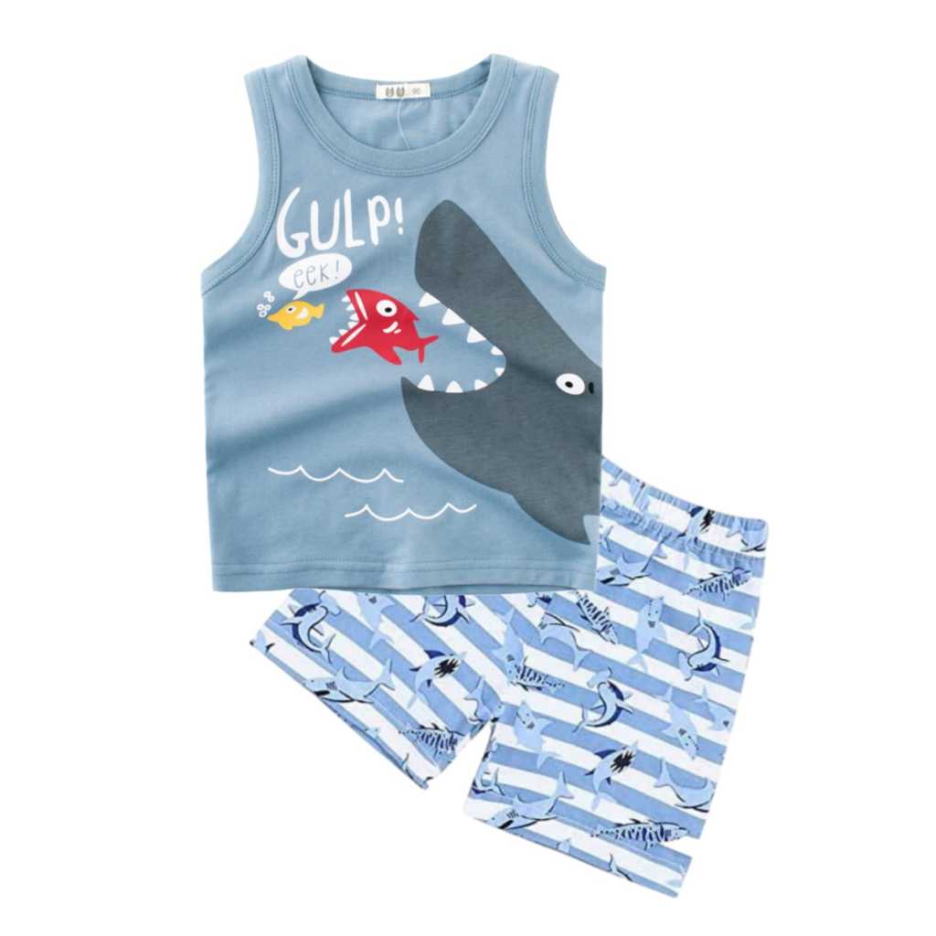 SINGLET SET BAJU BABY LEKBONG IKAN HIU SHARK