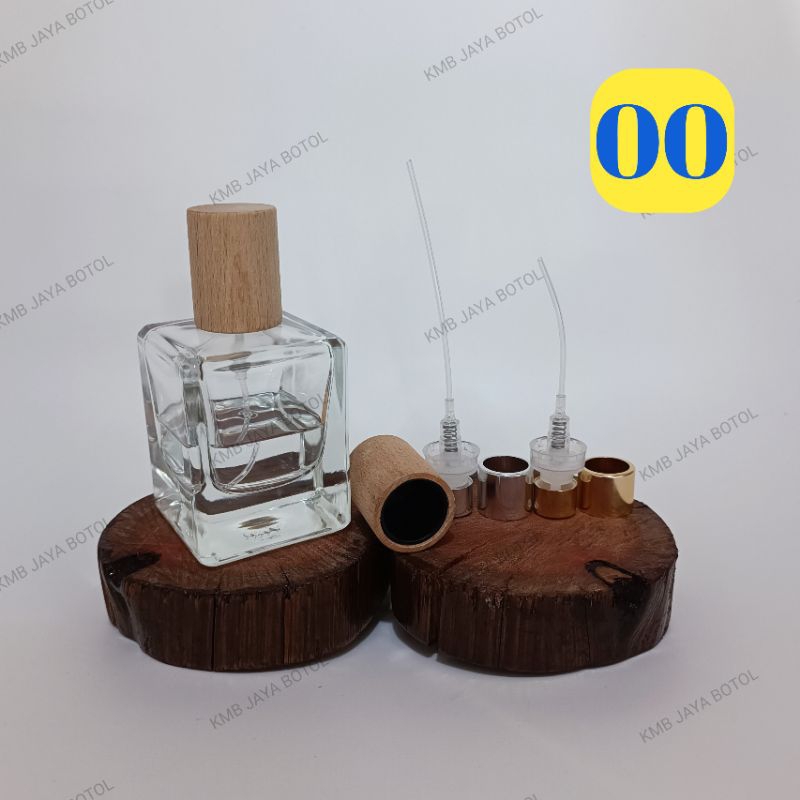 BOTOL PARFUM PETAK TUTUP KAYU 50 ML SEMI PRESS