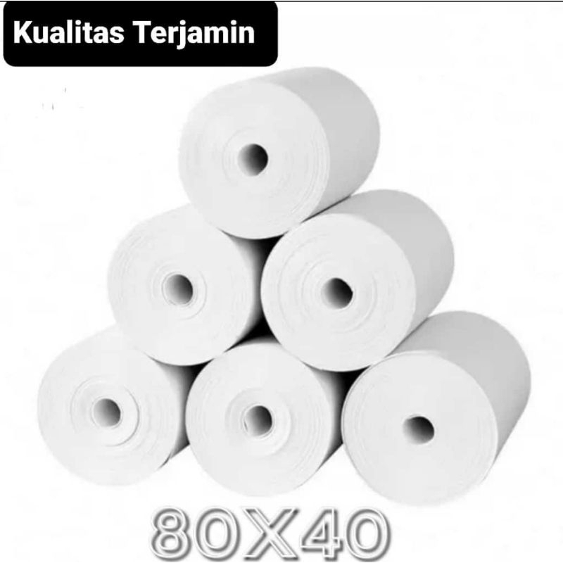 

KERTAS THERMAL 80×40mm PANJANG 5 METER COUNTINOUS 80 MM PREMIUM