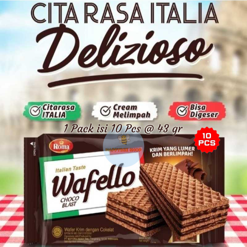 

Wafello Wafer Choco Blast 1 Pack isi 10 Pcs @ 43 gr