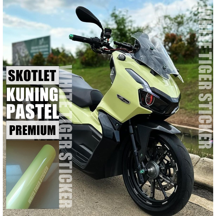 SKOTLET STIKER MOTOR KUNING PASTEL GLOSY SKOTLET KUNING PASTEL SCOTLITE YELLOW PASTEL STIKER KUNING