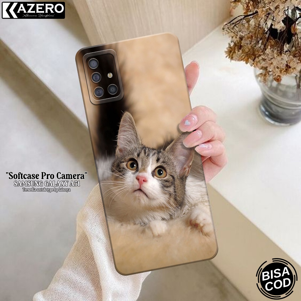 Kesing Samsung Galaxy A51 - Kazero Fashion Case Kucing - Case Samsung Galaxy A51 - Pelindung Hp - Ca